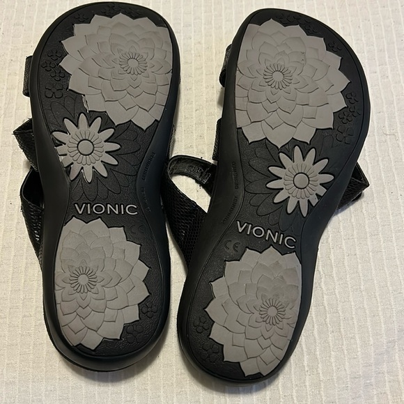 Vionic Aubrey Black Snakeskin Print Orthaheel Slide Sandals Size 9 - Picture 2 of 13